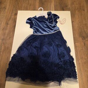 Nannette Size 6 Girls Blue Velvet/Chiffon/Silk Dress Perfect for Easter NWT